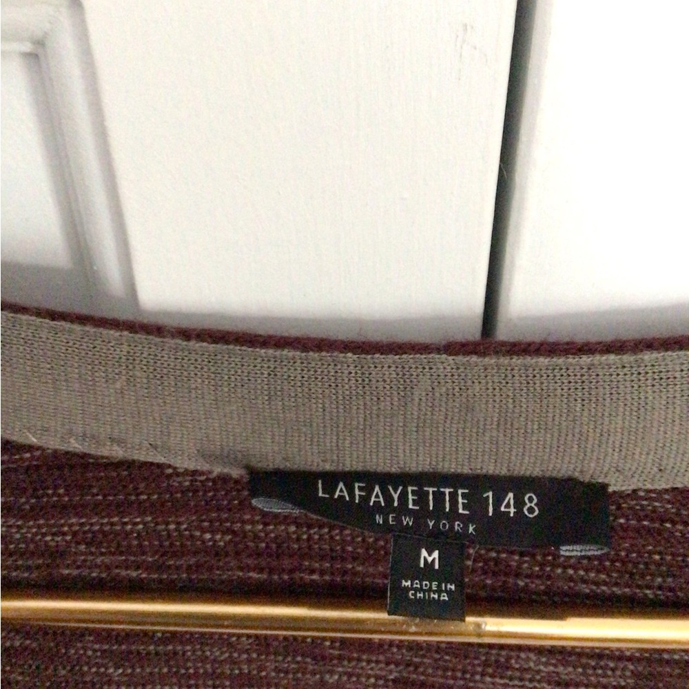 Lafayette 148 Wool Cardigan Sweater Medium Ombre Burgundy Tan Sweater Career M - Picture 6 of 6